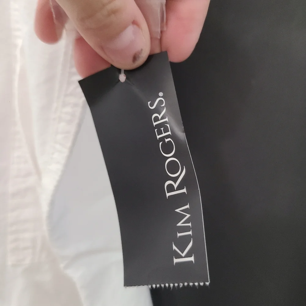 NWT Kim Rogers White 100% Cotton Womens Large Pull On Drawstring Short